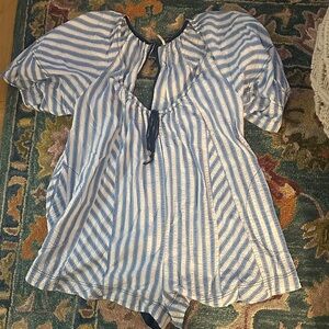 Free People Blue and White Striped Romper Dress